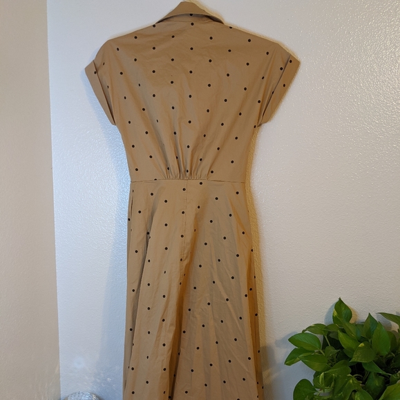 Wyatt Wylde tan and black polka dot midi dress - Picture 7 of 7